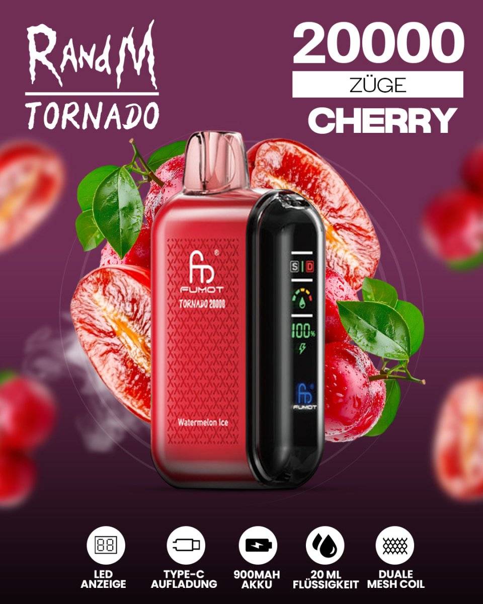 RandM Tornado 20000 Cherry Vape - randmevape.de