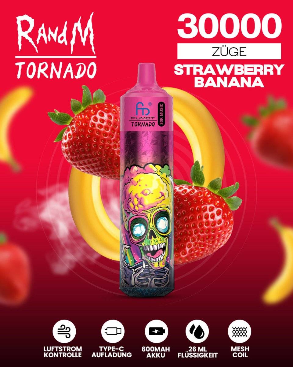 RandM Tornado 30000 Strawberry Banana - randmevape.de