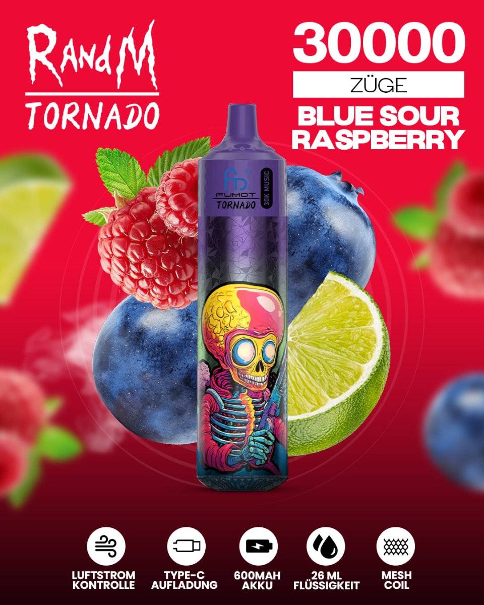 RandM Tornado 30000 - Blue Sour Raspberry - randmevape.de