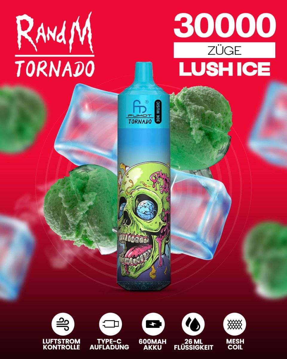 RandM Tornado 30000 - Lush Ice | Einweg-Vape mit 30.000 Zügen, erfrischender Wassermelone und kühlem Menthol