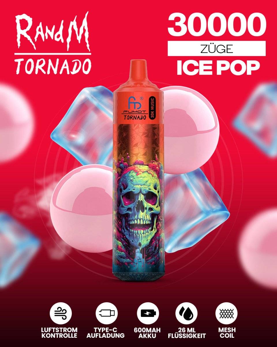 RandM Tornado 30000 - Ice Pop | Einweg-Vape mit 30.000 Zügen und erfrischendem Frucht-Eisgeschmack