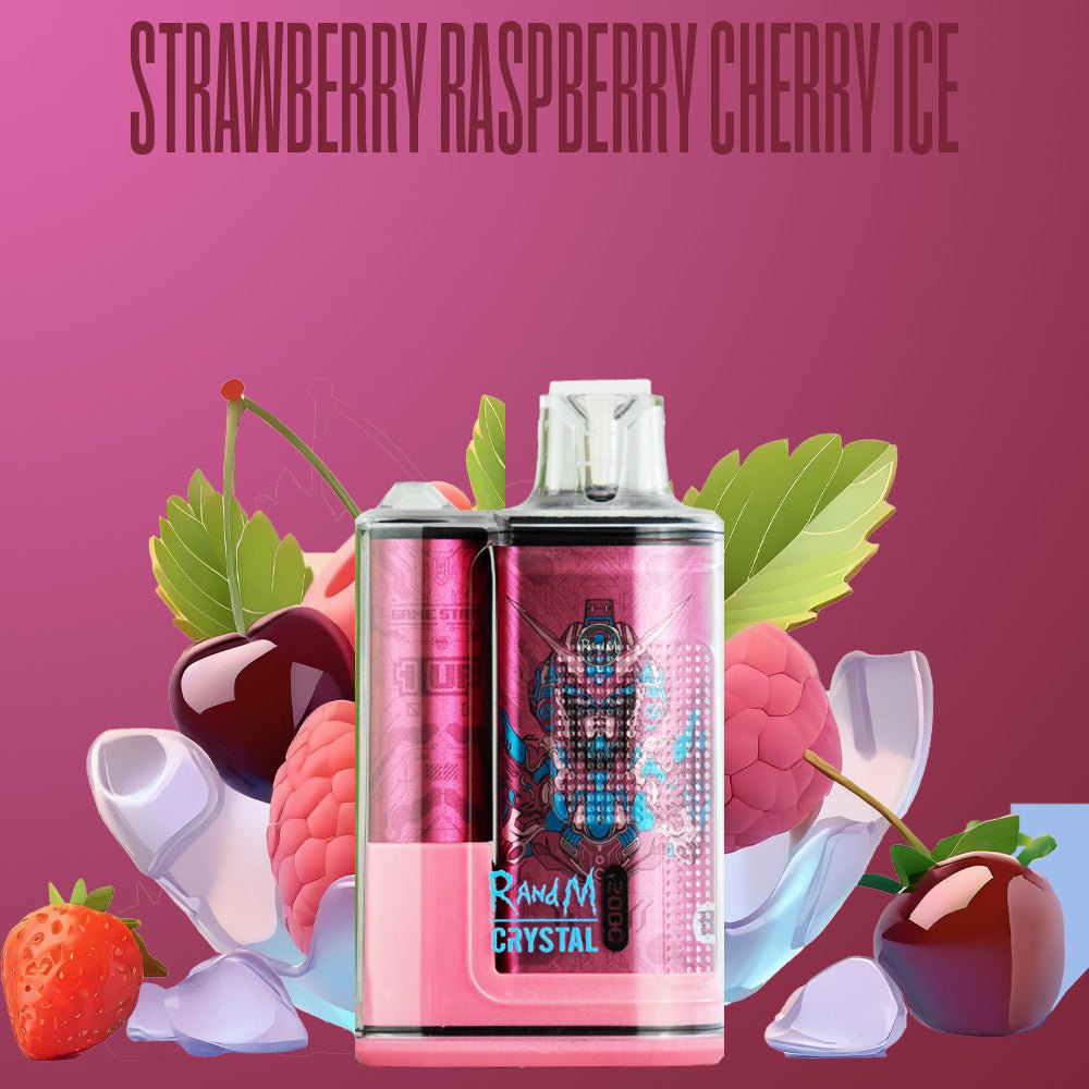 RandM Fumot Vape 12000 Strawberry Raspberry Raspberry Cherry Ice – Einweg E-Zigarette mit 12000 Zügen, LED-Display und fruchtig-eisigem Beeren-Kirsch-Geschmack