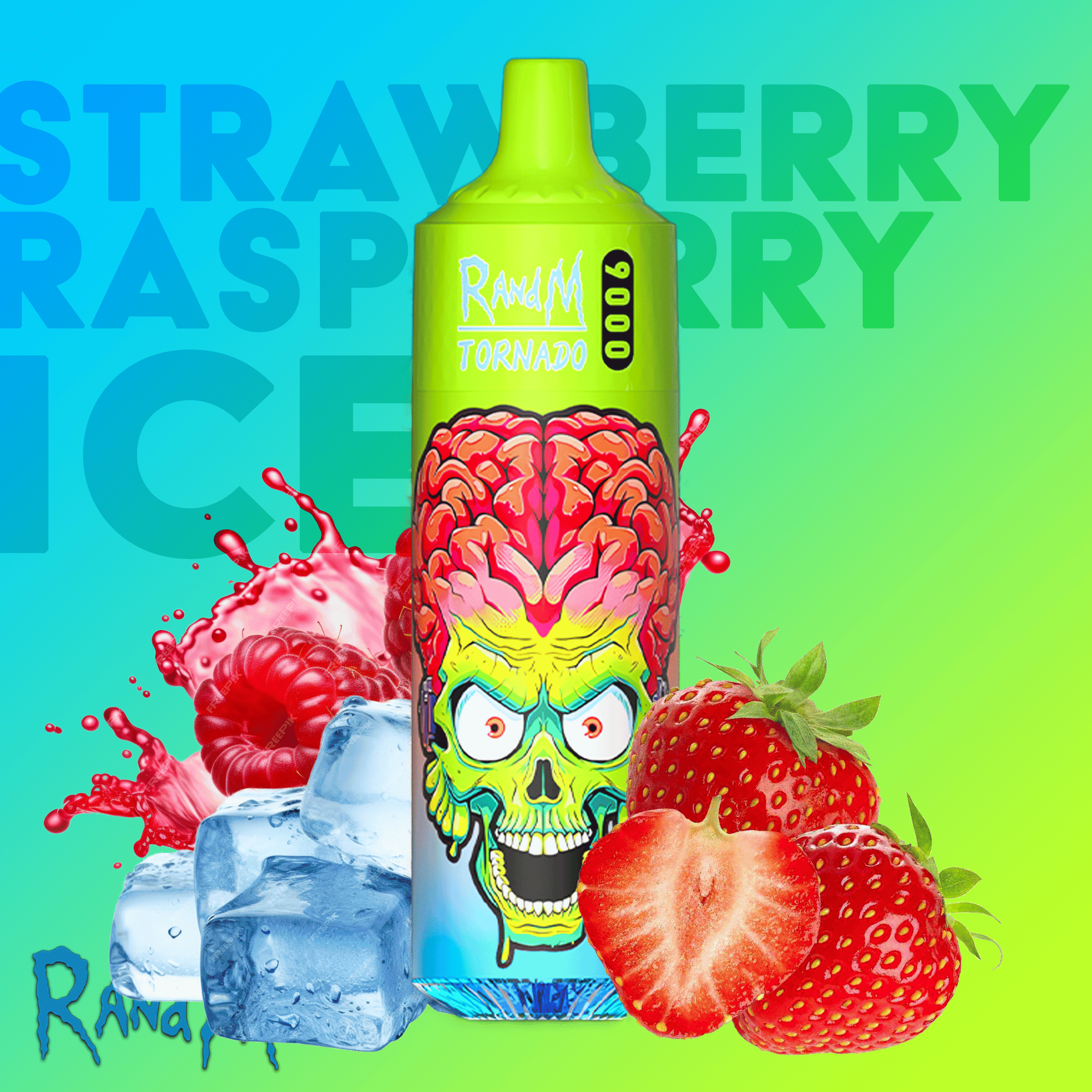 RandM Tornado Vape 9000 Strawberry Raspberry Ice E-Liquid