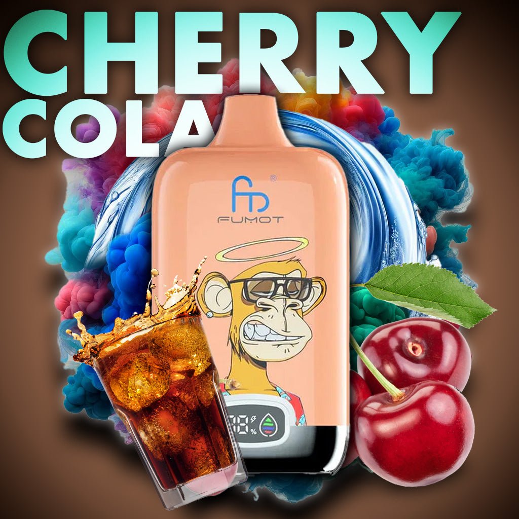 RandM Tornado 12000 - Cherry Cola Einweg-Vape mit 12.000 Zügen und spritzigem Kirsch-Cola-Geschmack für ein süß-erfrischendes Dampferlebnis.
