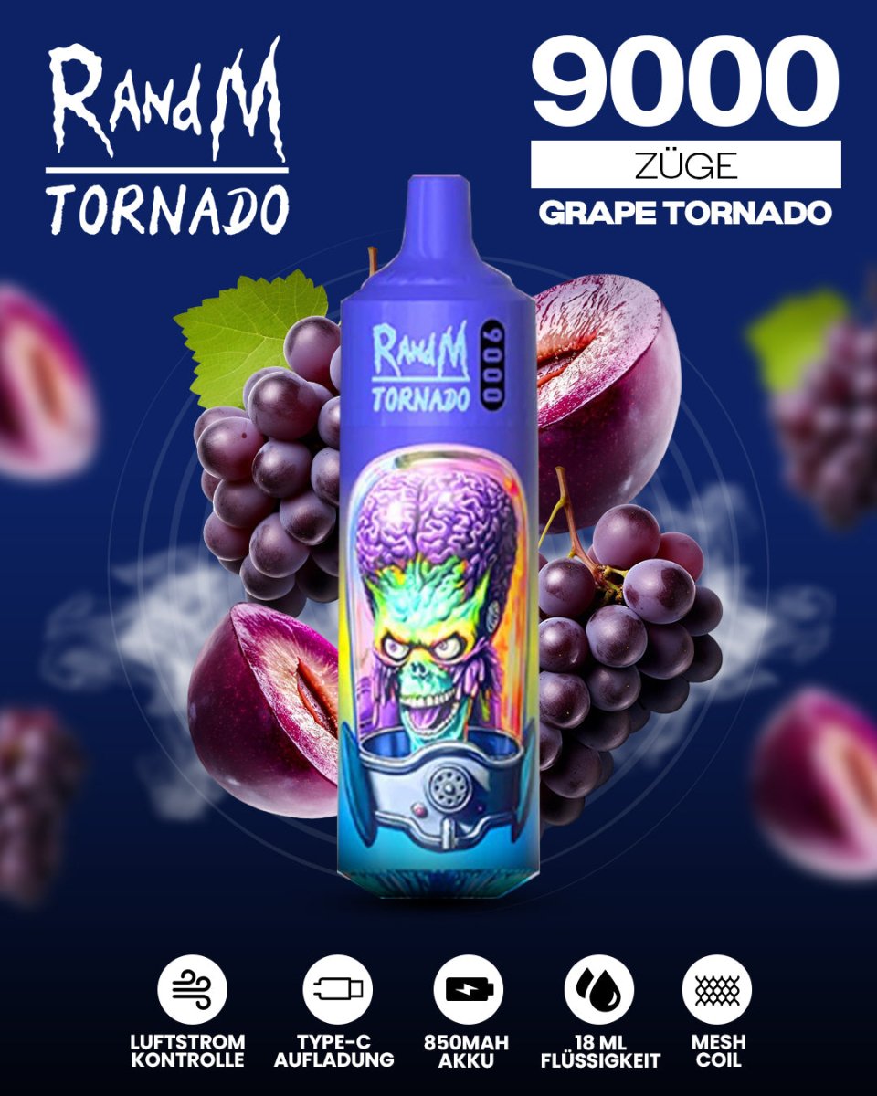 RandM Tornado 7000 Grape Einweg-Vape mit 7000 Zügen und intensivem Traubengeschmack