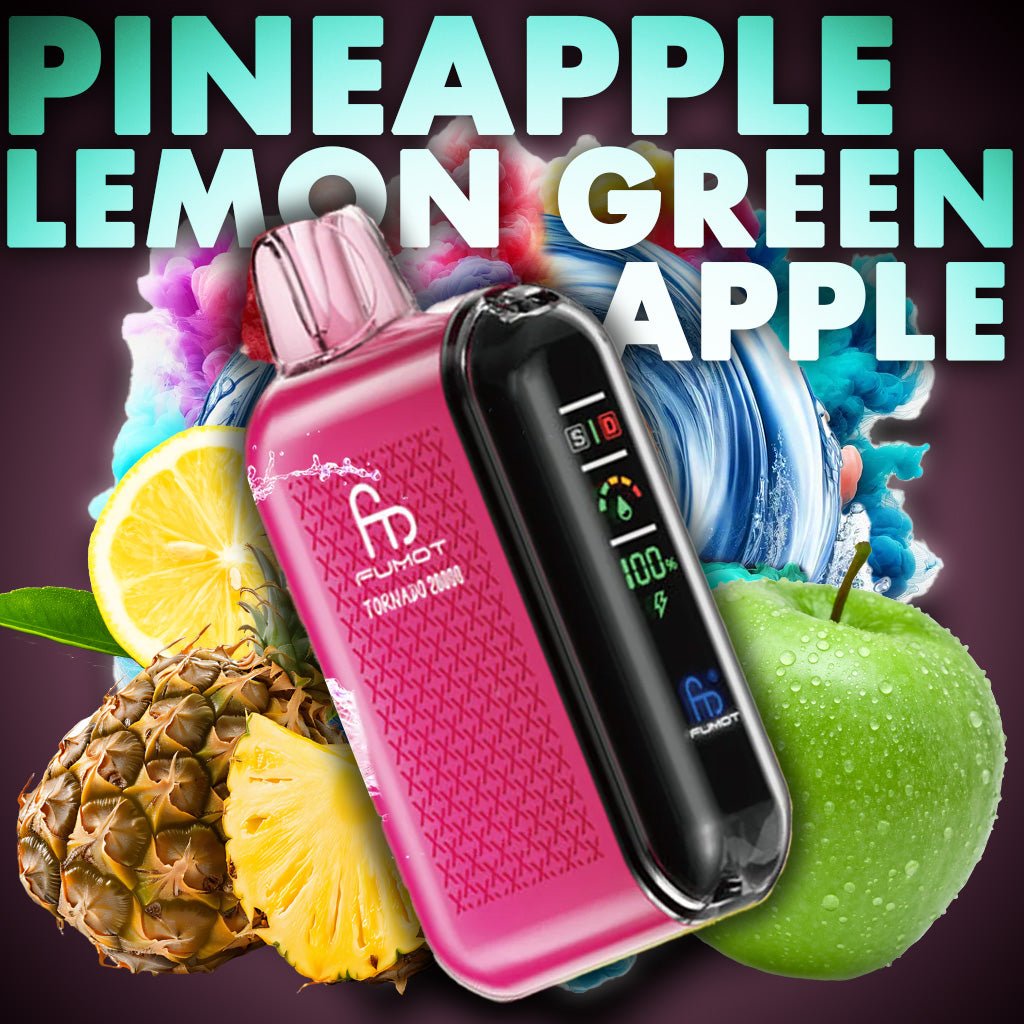 RandM Tornado 20000 - Pineapple Lemonade Green Apple | Fruchtige Frische

Einweg-Vape mit 20.000 Zügen, das tropische Ananas, spritzige Limonade und knackigen grünen Apfel für ein erfrischendes Dampferlebnis kombiniert. 